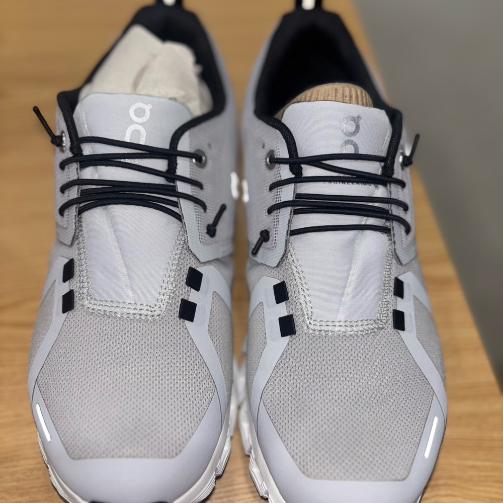 On Running Gray and Black Athletic Shoes Lightweight Design
